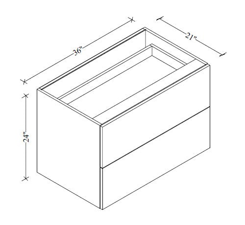 2FVD36 Floating Vanity 2-Drawer Base 36"Wx22"Hx21"D