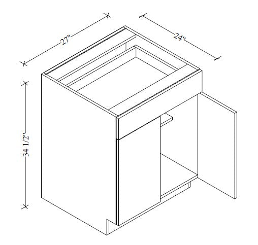B27 European Base Cabinet 27"Wx34-1/2"Hx24"D