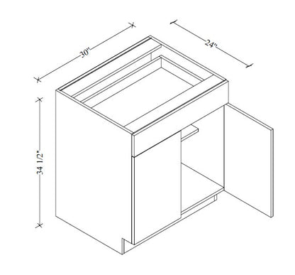 B30 European Base Cabinet 30"Wx34-1/2"Hx24"D