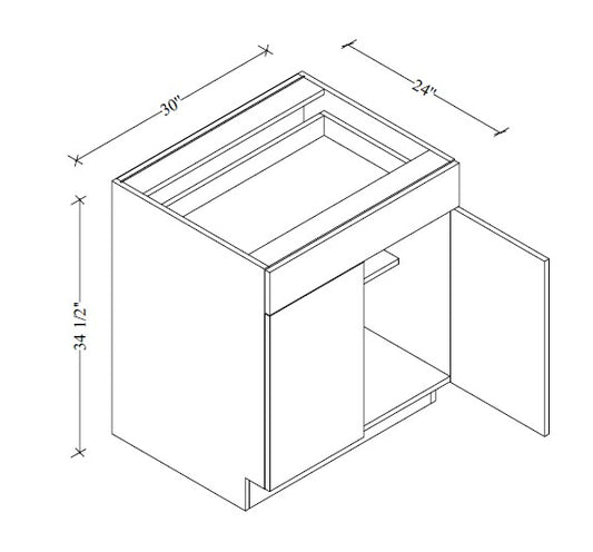 B30 European Base Cabinet 30"Wx34-1/2"Hx24"D