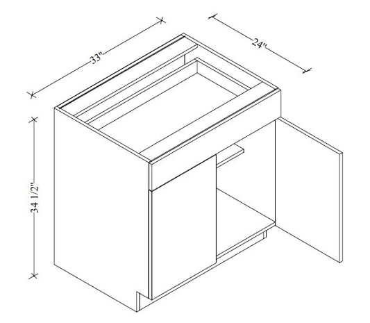 B33 European Base Cabinet 33"Wx34-1/2"Hx24"D