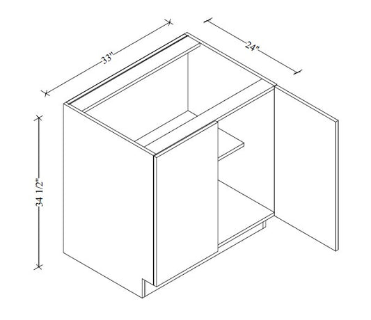 B33FD European Base Cabinet Full Door 33"Wx34-1/2"Hx24"D