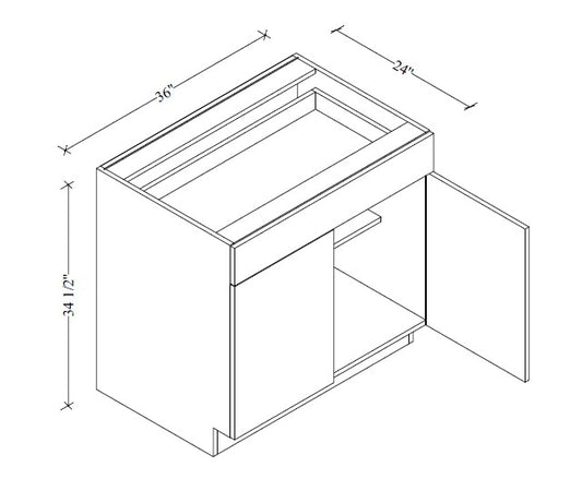 B36 European Base Cabinet 36"Wx34-1/2"Hx24"D