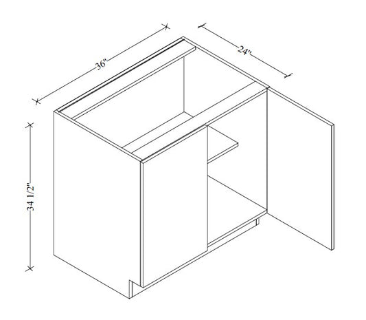 B36FD European Base Cabinet Full Door 36"Wx34-1/2"Hx24"D