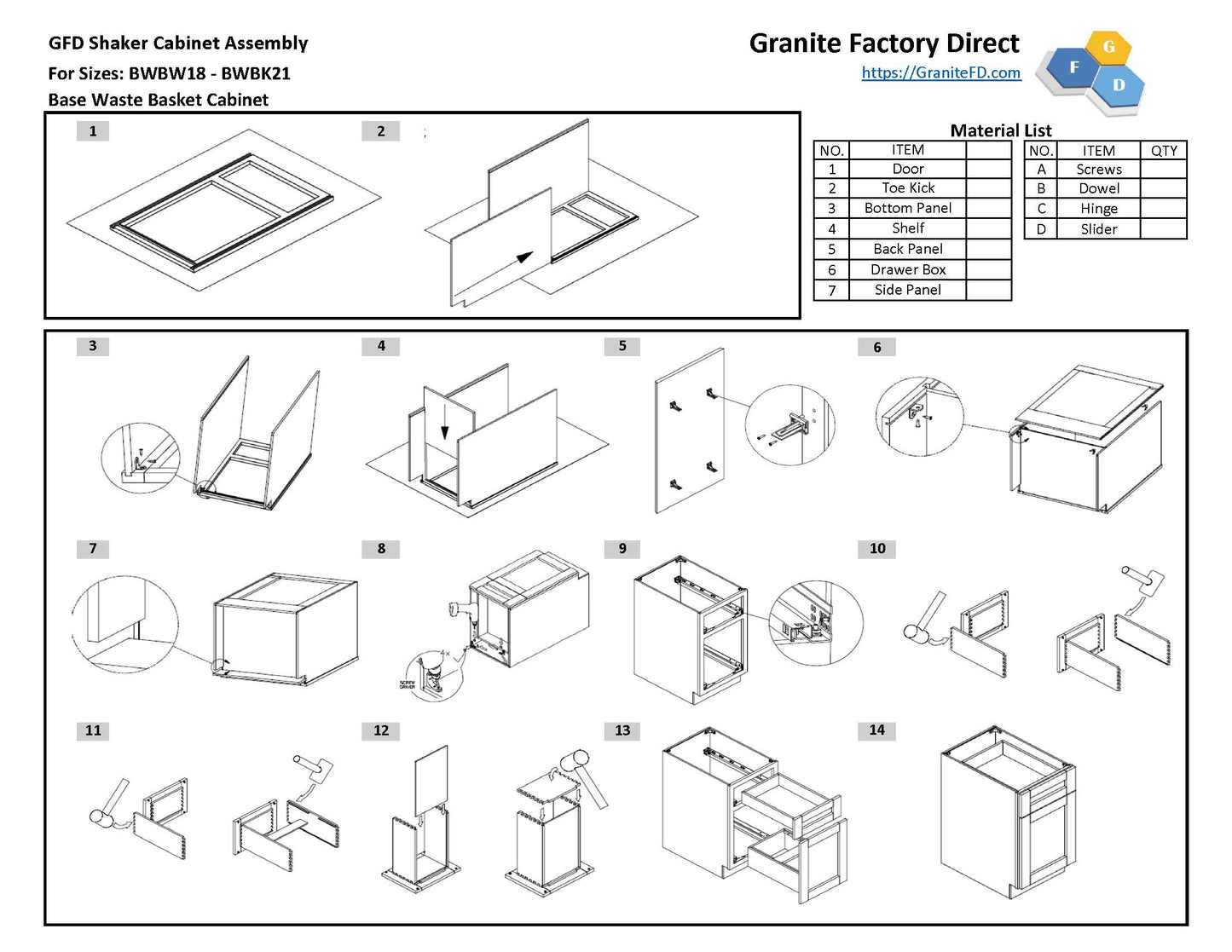 BWBK18 Base Waste Basket Cabinet 18"Wx34-1/2"Hx24"D