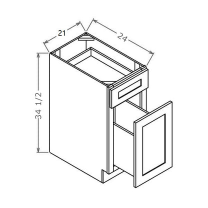 BWBK21 Shaker Style Base Waste Basket Cabinet 21"Wx34-1/2"Hx24"D