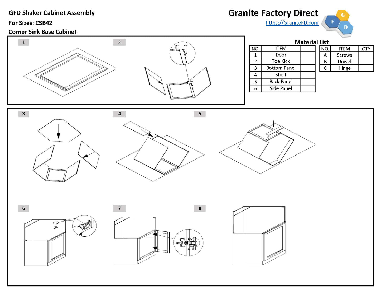 CSB42 Corner Sink Base 42"Wx34-1/2"Hx24"D