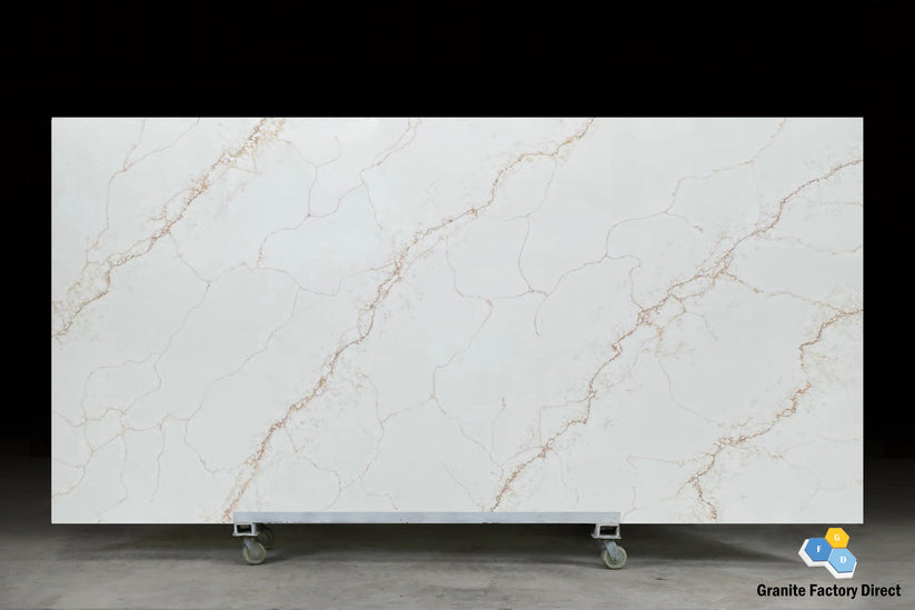 Calacatta Gold Quartz Countertop, Island, and Slab – Granite Factory Direct