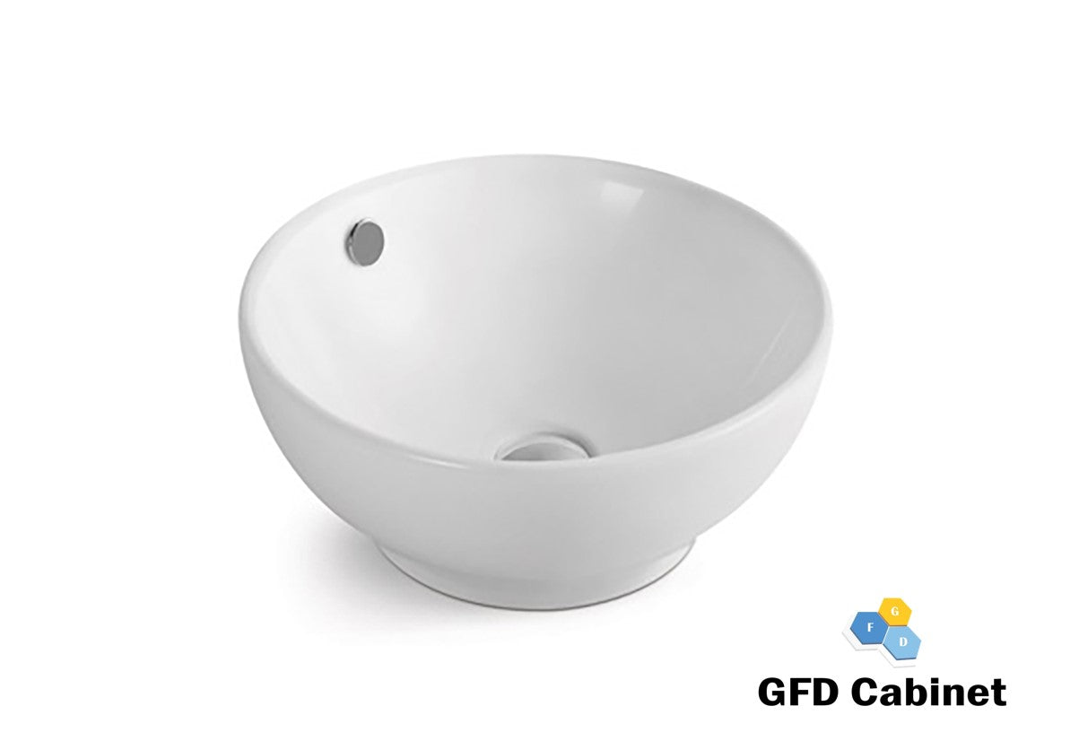 D605 18 Gauge (18G) White Artistic Ceramic Round Basin
