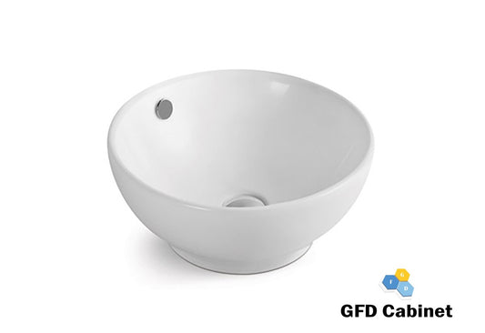 D605 18 Gauge (18G) White Artistic Ceramic Round Basin
