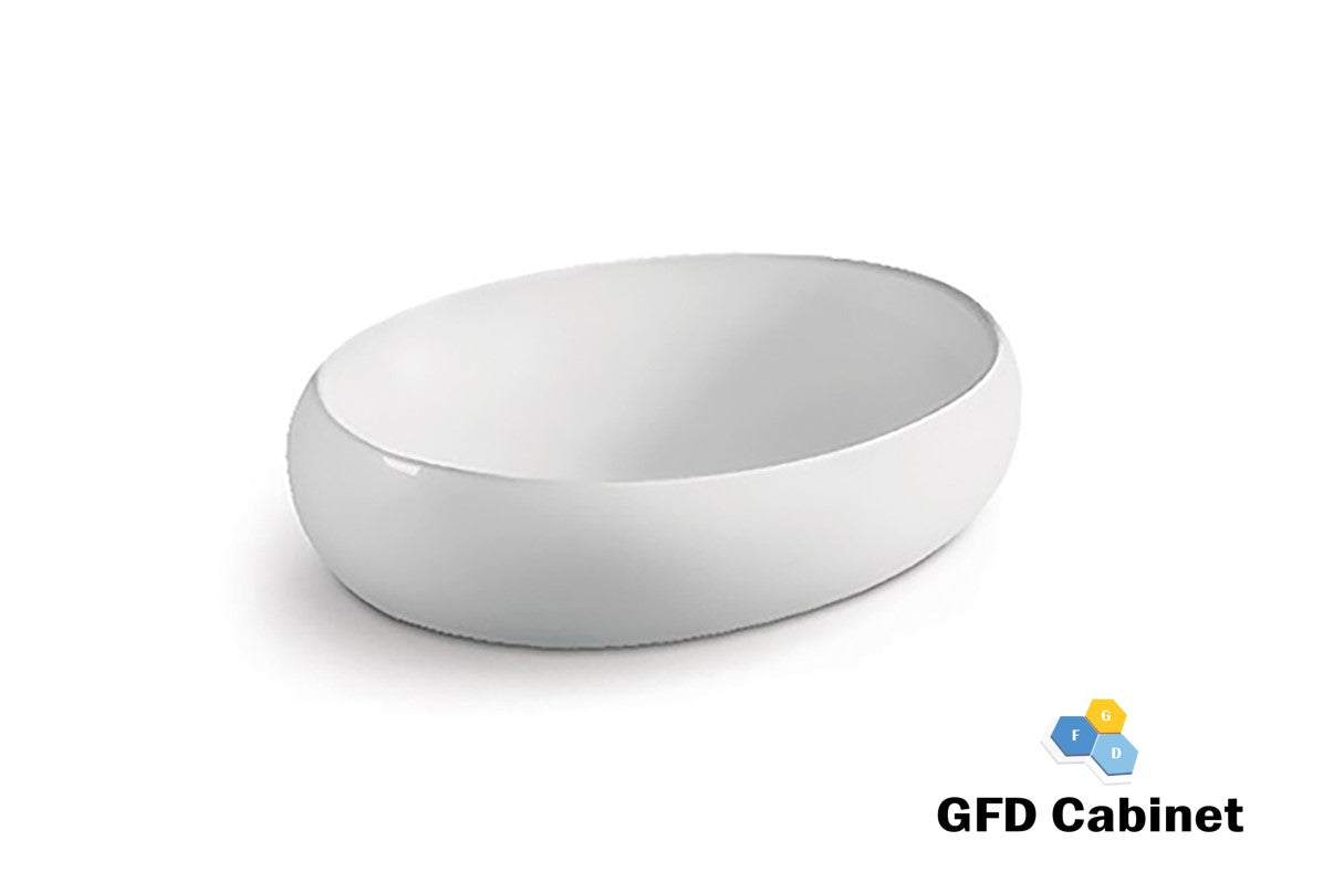 D881 18 Gauge (18G) White Artistic Ceramic Round Basin