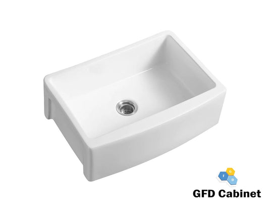 DK10 18 Gauge (18G) Porcelain Single Bowl Kitchen Farmer Sink