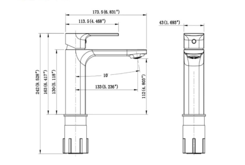 F-LF-N1L145600SP Single Handle Lavatory Faucet Black/Brushed Nickel