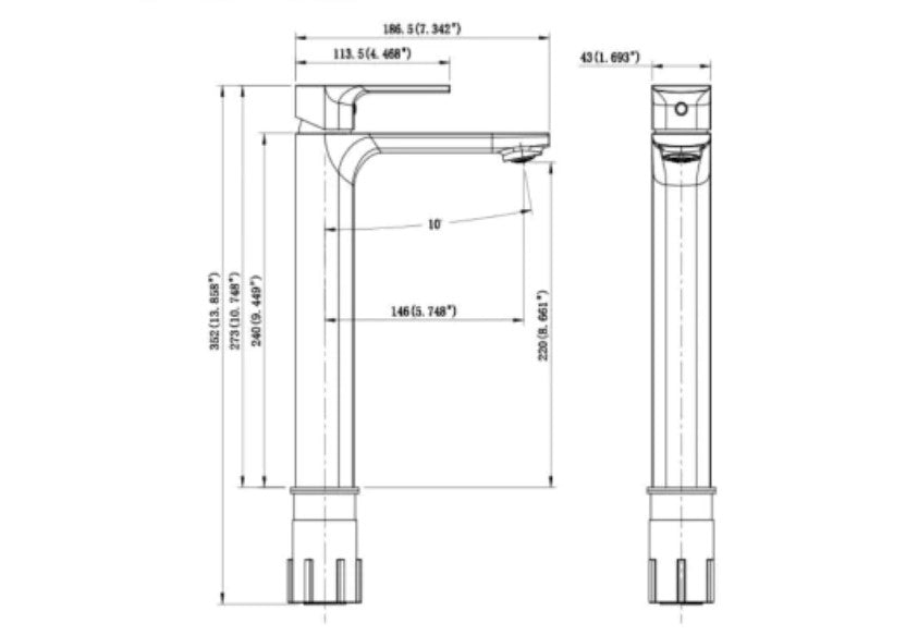 F-LF-N1L145700SP-BN Single Handle High Lavatory Faucet Brushed Nickel