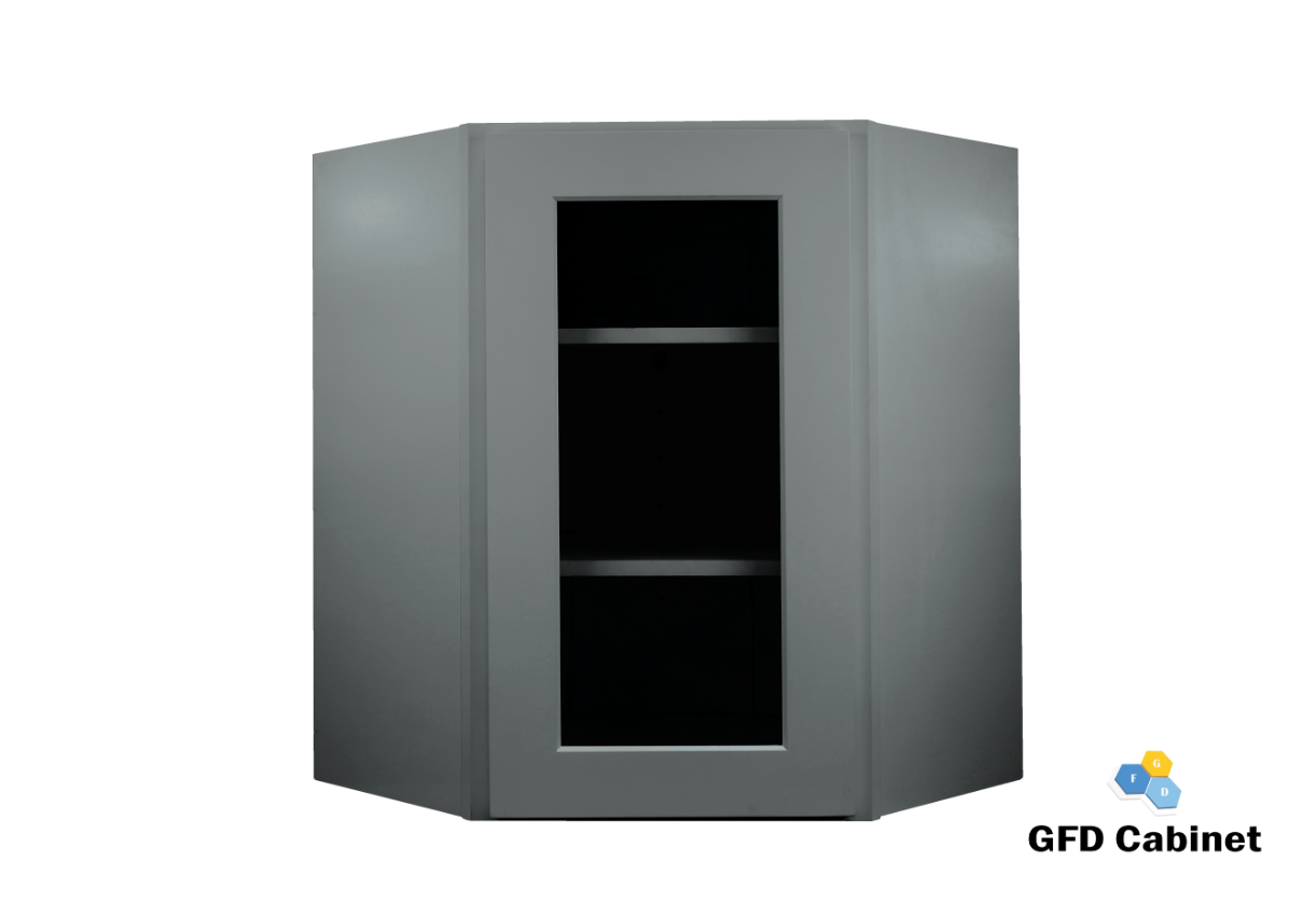 WDC2430GD Shaker Style Wall Diagonal Corner Cabinet With Glass Door 24"Wx30"Hx12"D