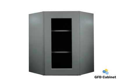 WDC2442GD Shaker Style Wall Diagonal Corner Cabinet With Glass Door 24"Wx42"Hx12"D