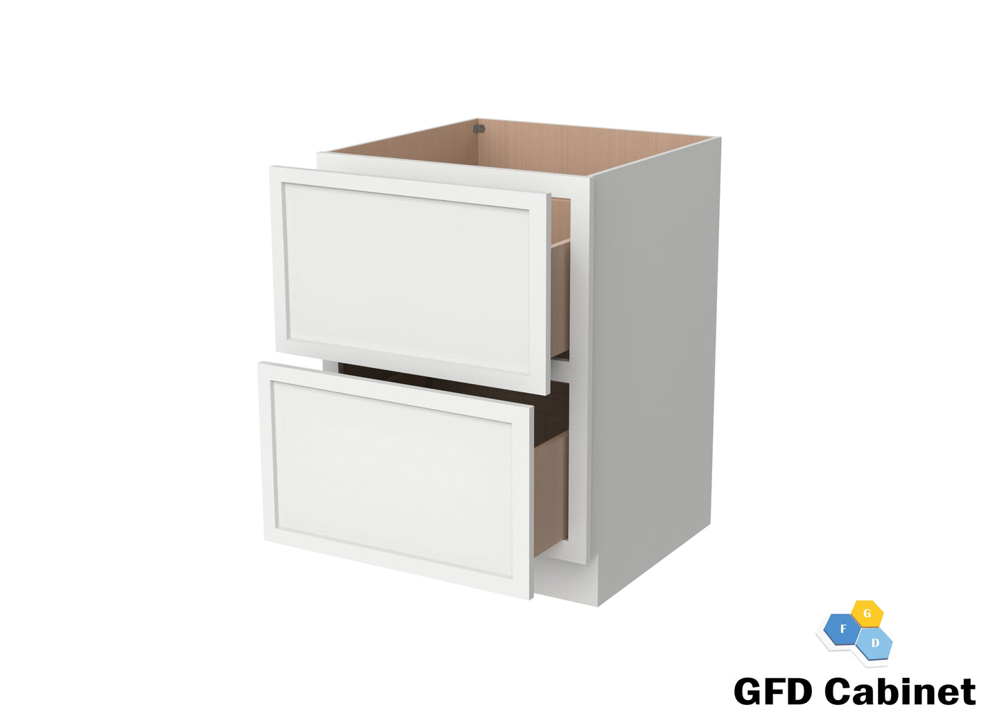 2DB24 Slim Shaker 2-Drawer Base Cabinet 24"Wx34-1/2"Hx24"D