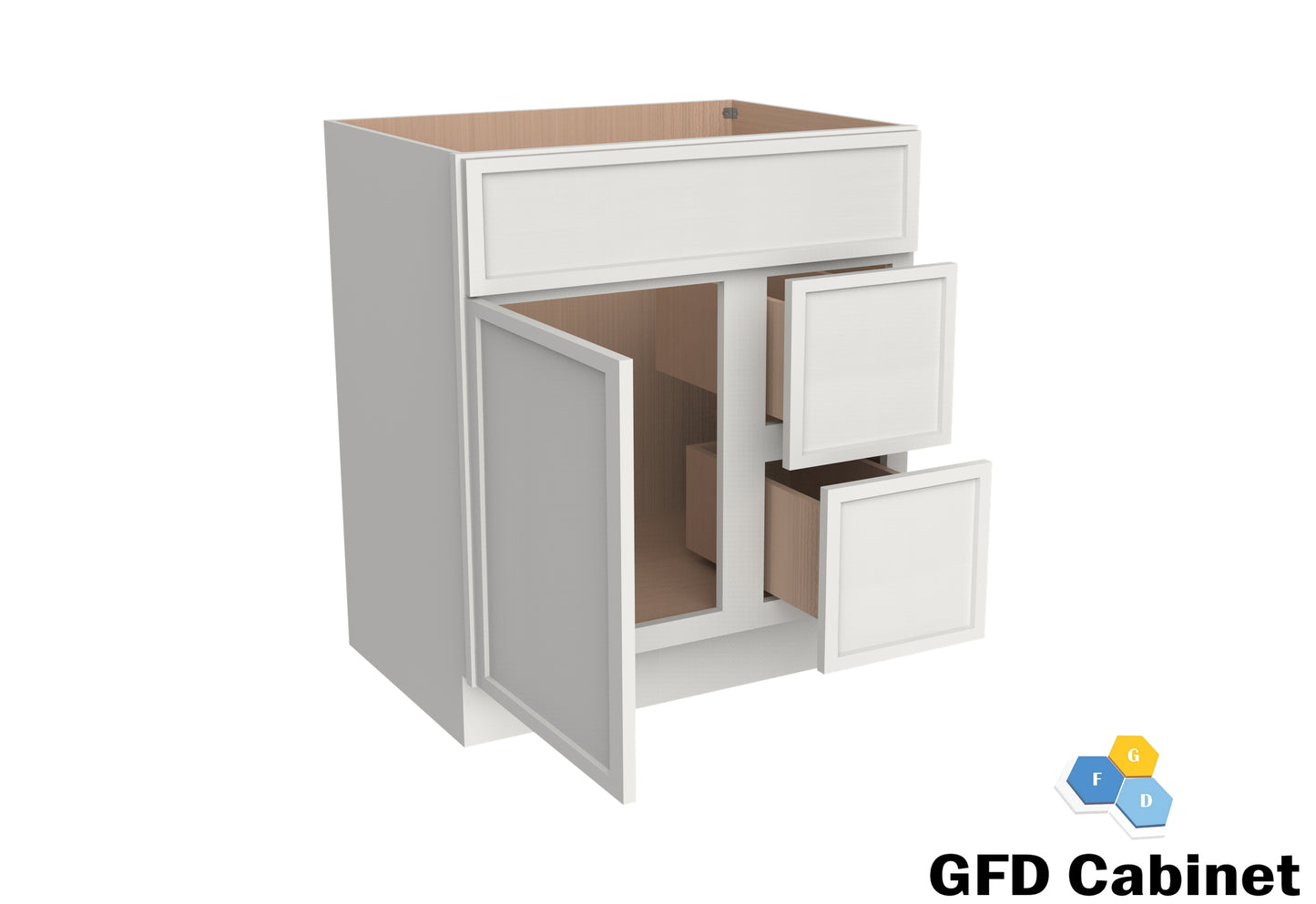 VDB3021R Vanity Sink 3-Drawers Right Side Drawer 30"Wx34-1/2"Hx21"D