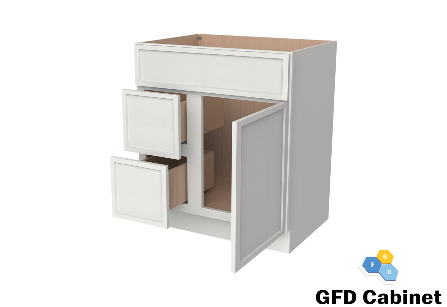 VDB3021L Vanity Sink 3-Drawers Left Side Drawer 30"Wx34-1/2"Hx21"D
