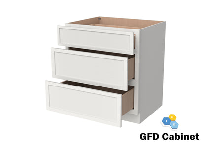 3DB30 Slim Shaker 3-Drawer Base Cabinet 30"Wx34-1/2"Hx24"D