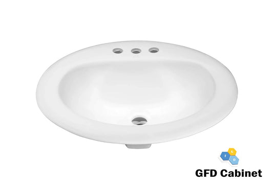 L2017-WH 18 Gauge (18G) Drop In Lavatory Sink Oval White
