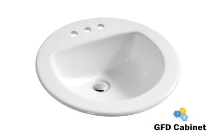 L2017-WH Drop In Lavatory Sink Oval White
