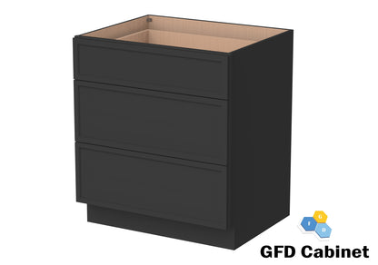 3DB30 Slim Shaker 3-Drawer Base Cabinet 30"Wx34-1/2"Hx24"D