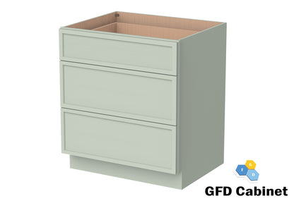 3DB30 Slim Shaker 3-Drawer Base Cabinet 30"Wx34-1/2"Hx24"D