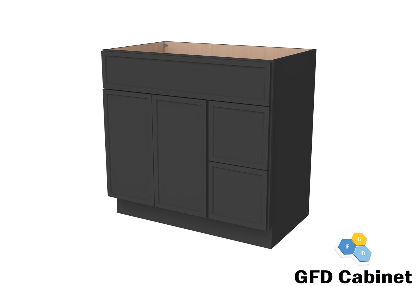 VDB3621R Vanity Sink 3-Drawers Right Side Drawer 36"Wx34-1/2"Hx21"D