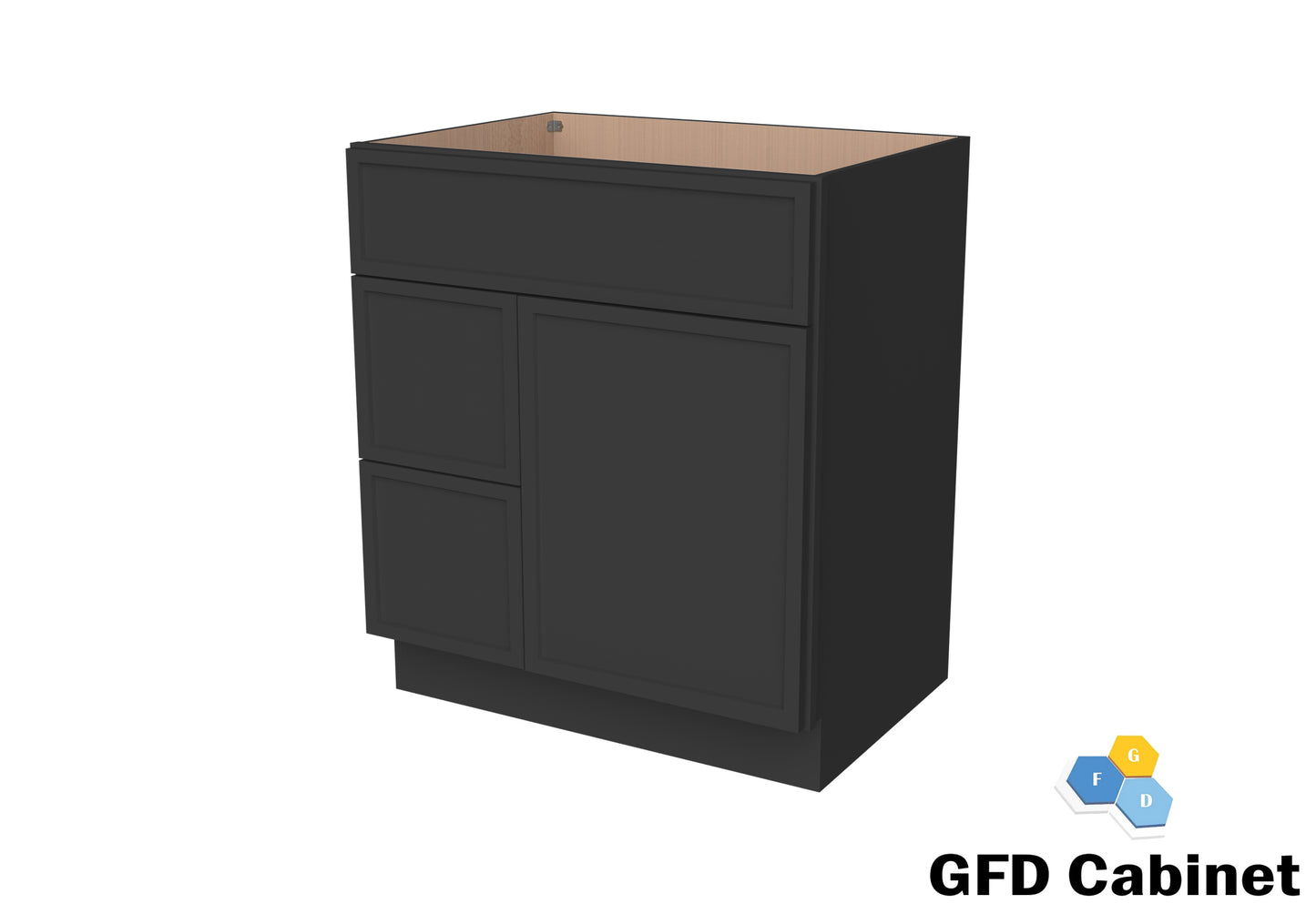 VDB3021L Vanity Sink 3-Drawers Left Side Drawer 30"Wx34-1/2"Hx21"D