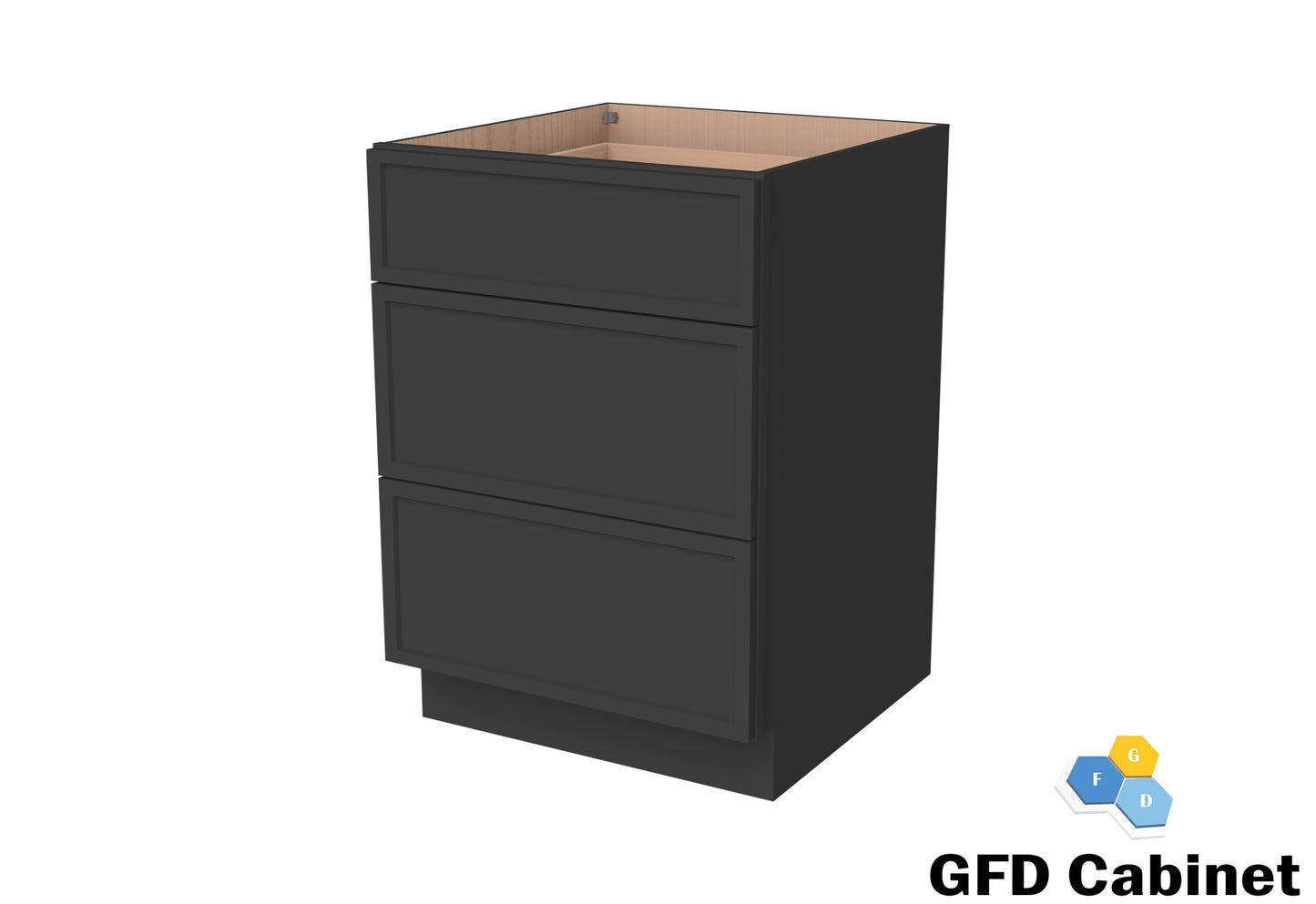 VDB1521 Slim Shaker Vanity 3-Drawer Base15"Wx34-1/2"Hx21"D