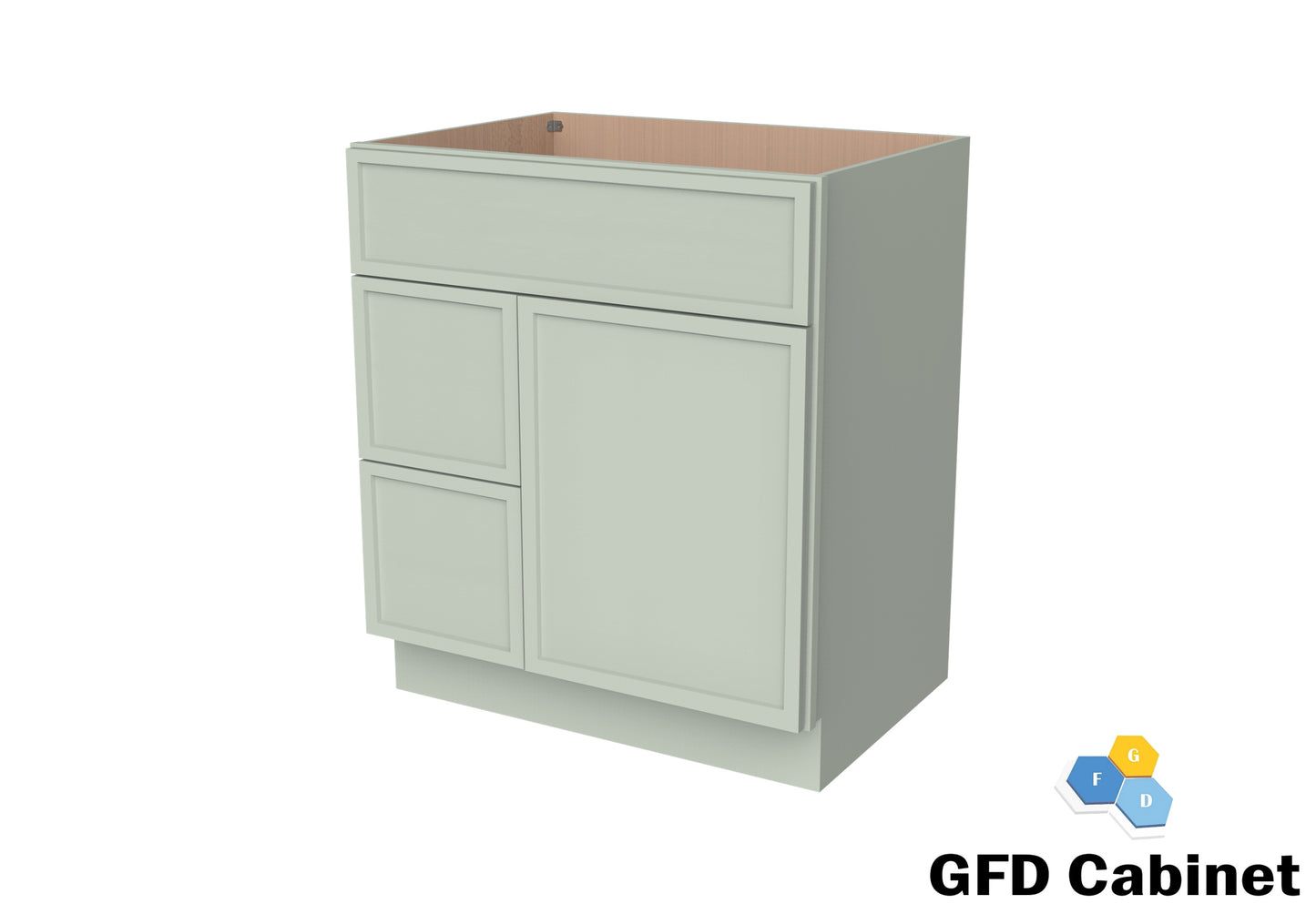 VDB3021L Vanity Sink 3-Drawers Left Side Drawer 30"Wx34-1/2"Hx21"D