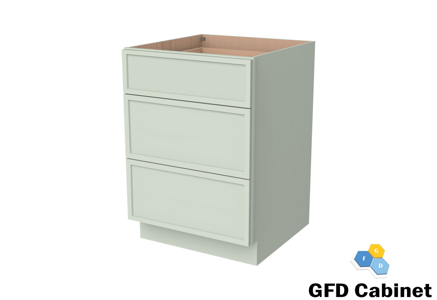 VDB1521 Slim Shaker Vanity 3-Drawer Base15"Wx34-1/2"Hx21"D