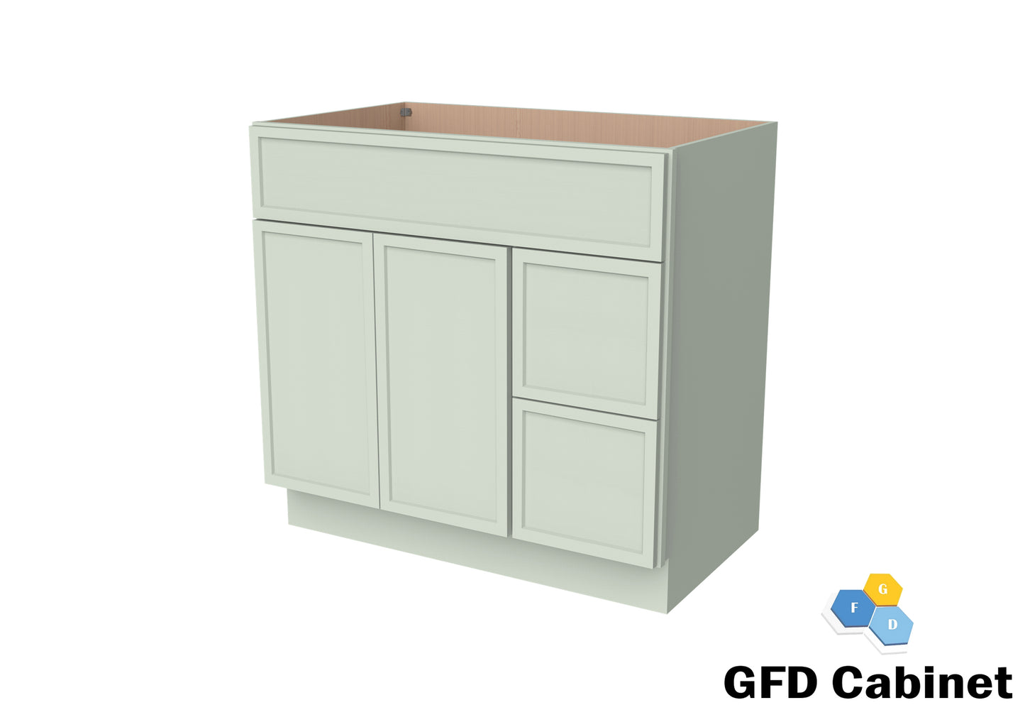 VDB3621R Vanity Sink 3-Drawers Right Side Drawer 36"Wx34-1/2"Hx21"D