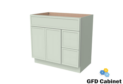 VDB3621R Vanity Sink 3-Drawers Right Side Drawer 36"Wx34-1/2"Hx21"D