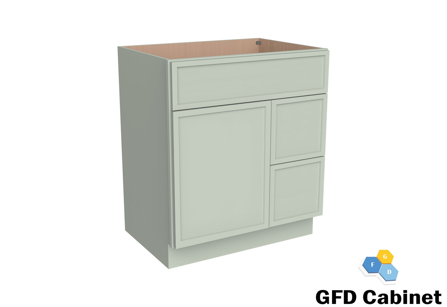 VDB3021R Vanity Sink 3-Drawers Right Side Drawer 30"Wx34-1/2"Hx21"D