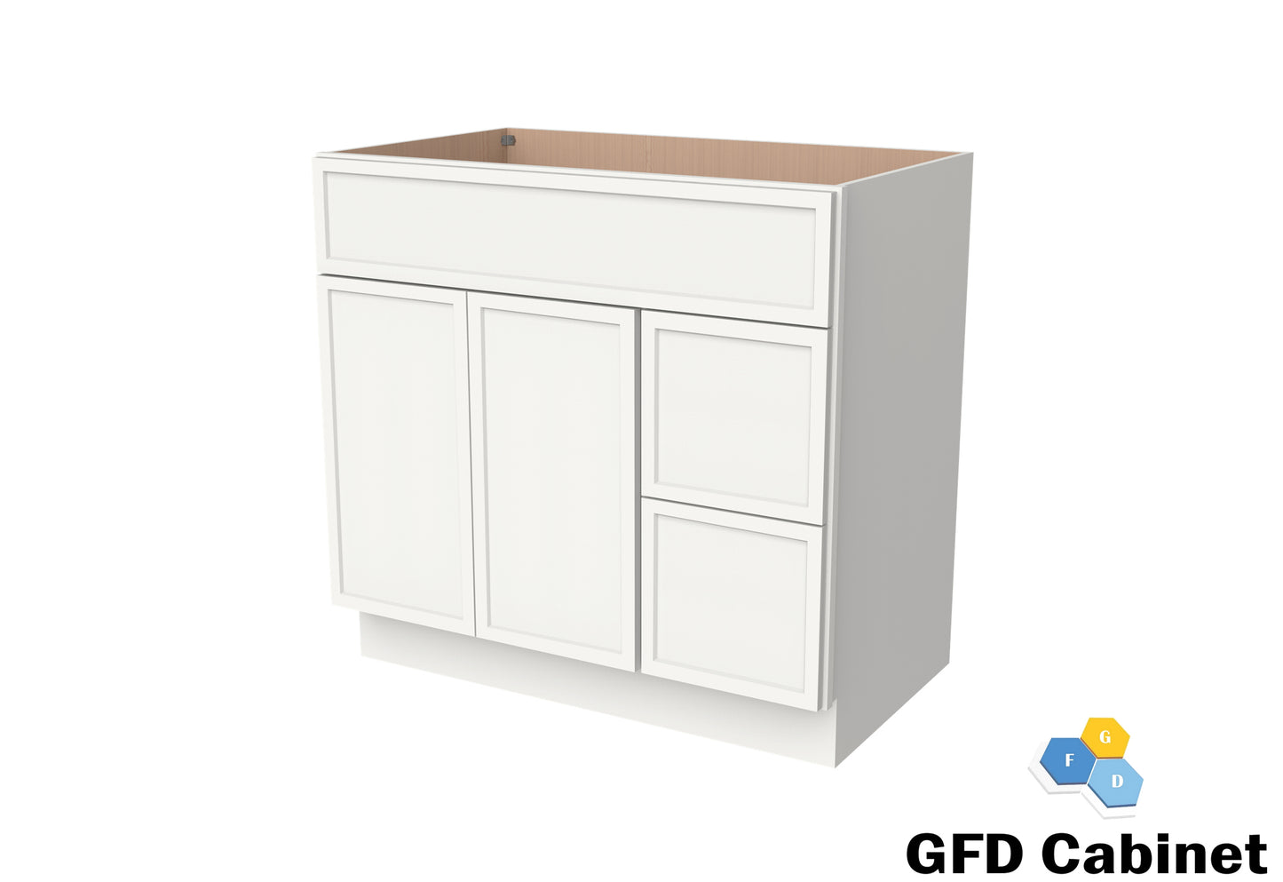 VDB3621R Vanity Sink 3-Drawers Right Side Drawer 36"Wx34-1/2"Hx21"D