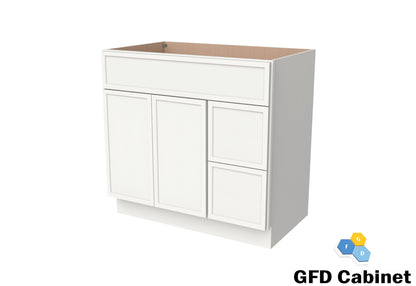 VDB3621R Vanity Sink 3-Drawers Right Side Drawer 36"Wx34-1/2"Hx21"D
