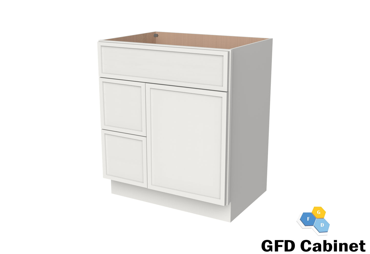 VDB3021L Vanity Sink 3-Drawers Left Side Drawer 30"Wx34-1/2"Hx21"D