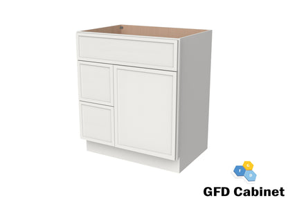 VDB3021L Vanity Sink 3-Drawers Left Side Drawer 30"Wx34-1/2"Hx21"D