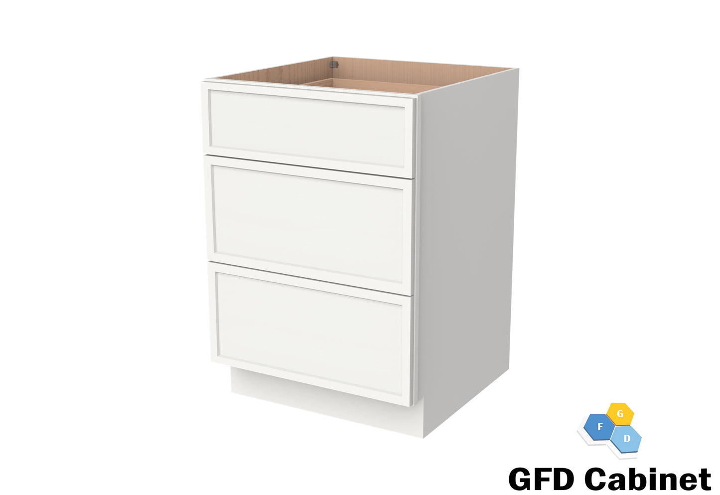 VDB1521 Slim Shaker Vanity 3-Drawer Base15"Wx34-1/2"Hx21"D