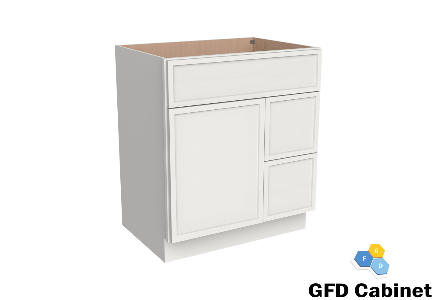 VDB3021R Vanity Sink 3-Drawers Right Side Drawer 30"Wx34-1/2"Hx21"D