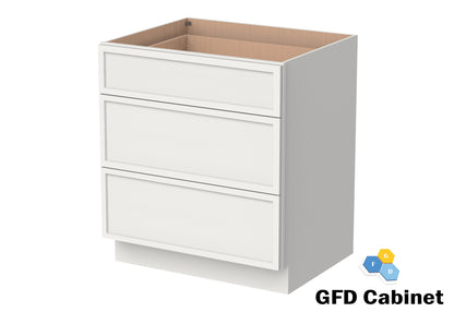 3DB30 Slim Shaker 3-Drawer Base Cabinet 30"Wx34-1/2"Hx24"D