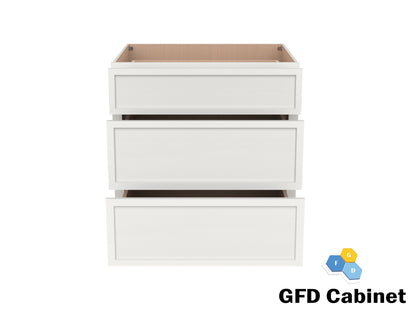 3DB30 Slim Shaker 3-Drawer Base Cabinet 30"Wx34-1/2"Hx24"D