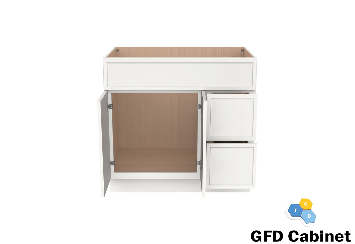 VDB3621R Vanity Sink 3-Drawers Right Side Drawer 36"Wx34-1/2"Hx21"D
