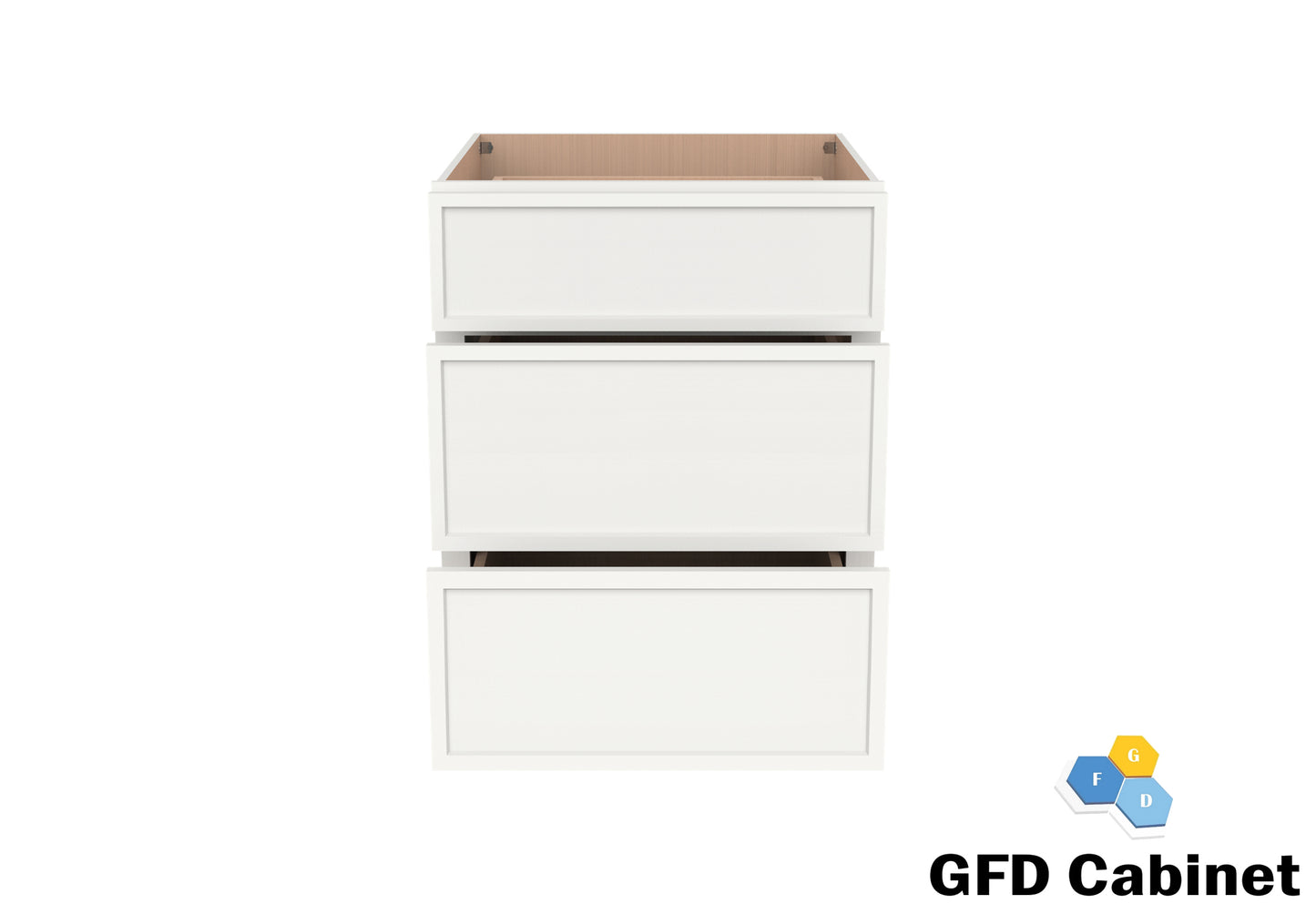 VDB1521 Slim Shaker Vanity 3-Drawer Base15"Wx34-1/2"Hx21"D
