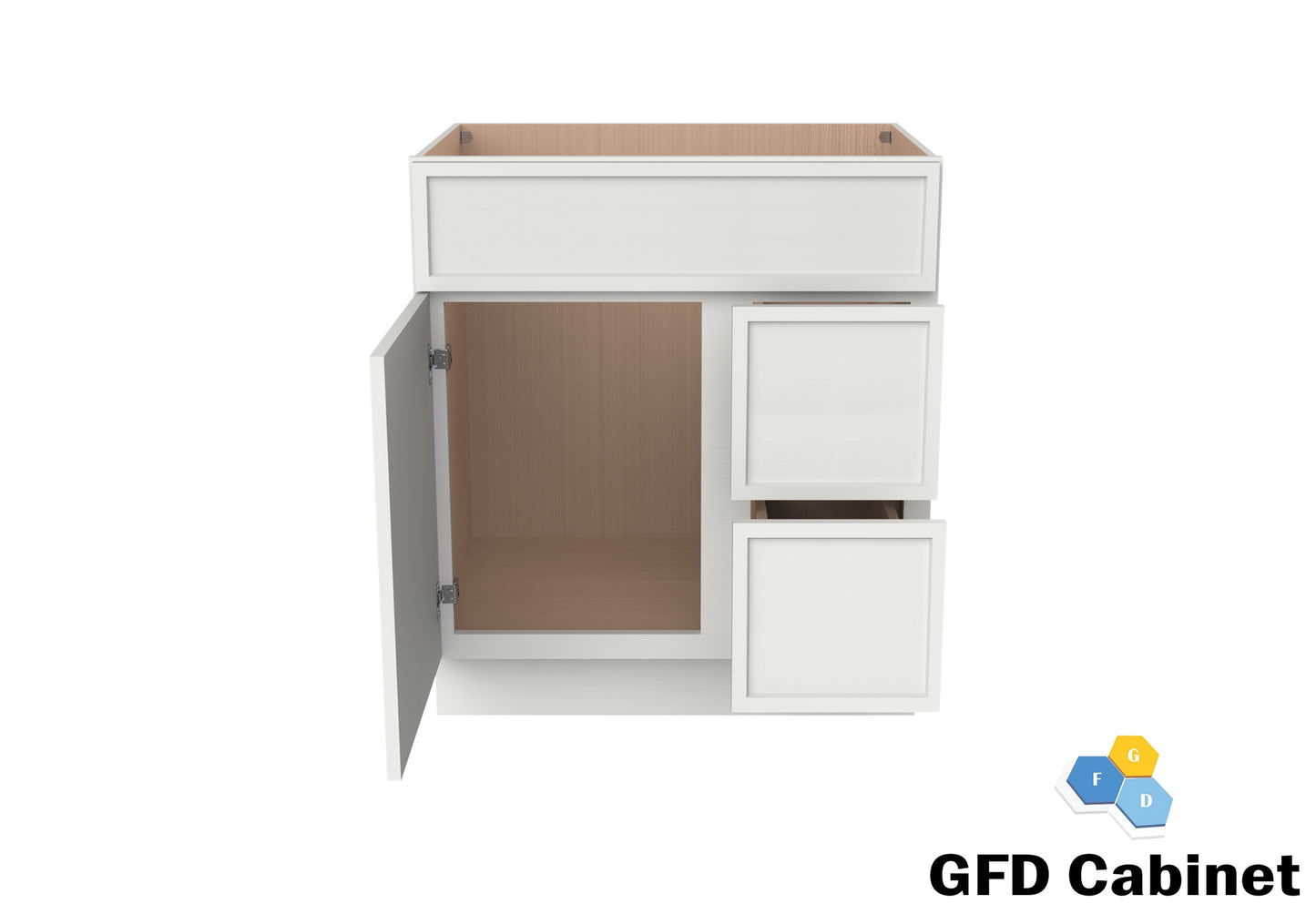 VDB3021R Vanity Sink 3-Drawers Right Side Drawer 30"Wx34-1/2"Hx21"D