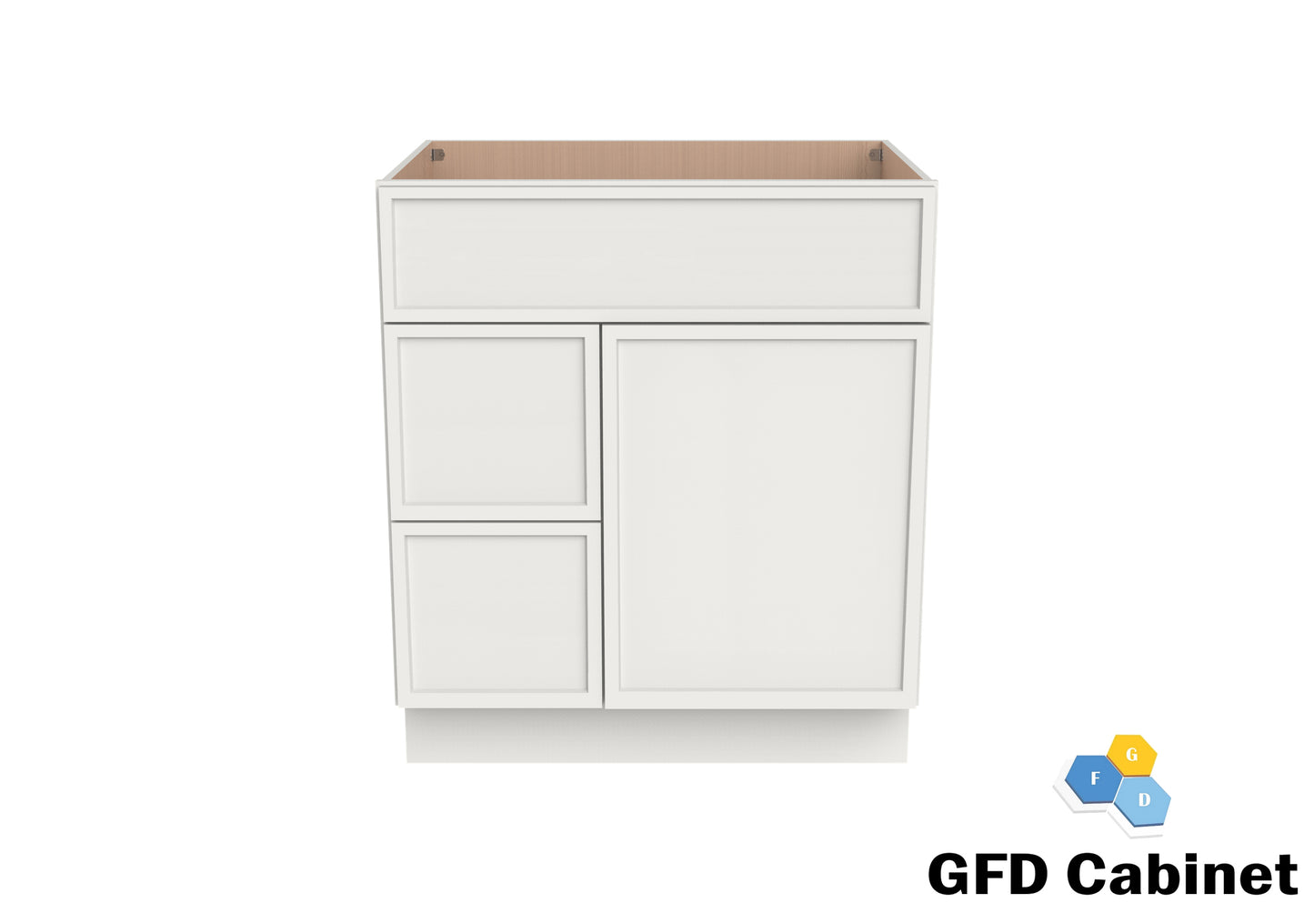 VDB3021L Vanity Sink 3-Drawers Left Side Drawer 30"Wx34-1/2"Hx21"D