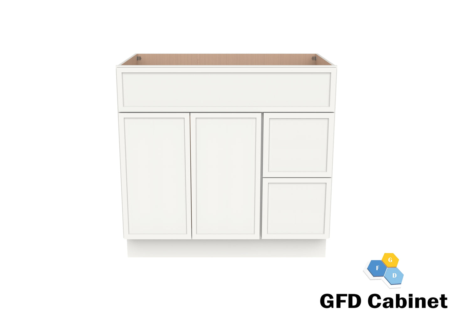 VDB3621R Vanity Sink 3-Drawers Right Side Drawer 36"Wx34-1/2"Hx21"D