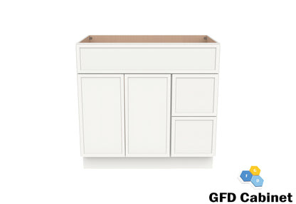 VDB3621R Vanity Sink 3-Drawers Right Side Drawer 36"Wx34-1/2"Hx21"D